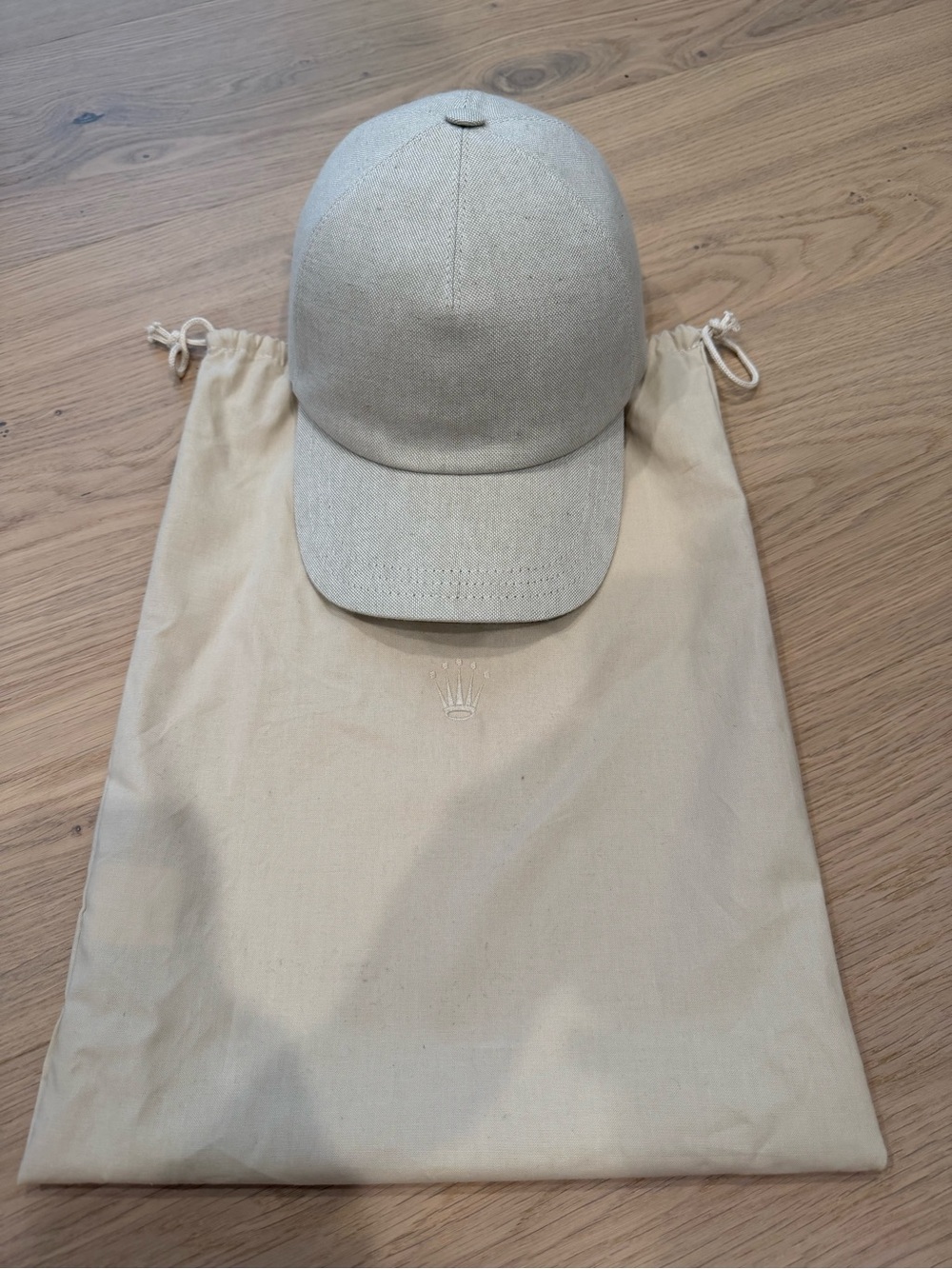 Rolex Beige Linen Baseball Cap